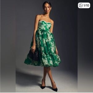 Selkie Emerald Floral Corset Dress